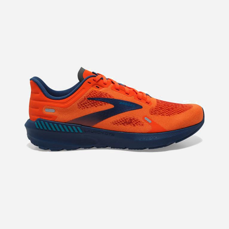 Brooks Men's Launch Gts 9 Lightweight Supportive Road Running Shoes Singapore - Flame/Titan/Crystal